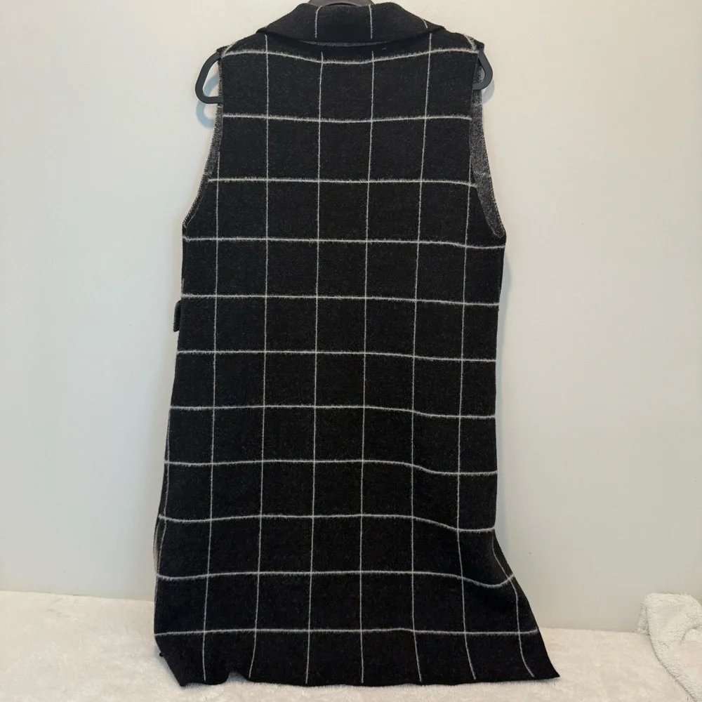 Anthropologie Quinn Windowpane Longline Duster Vest One Size OS